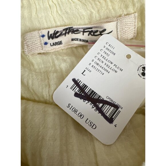 FREE PEOPLE We the Free Summer Daydream Button Down Shirt Yellow Size L NWT - Picture 5 of 5